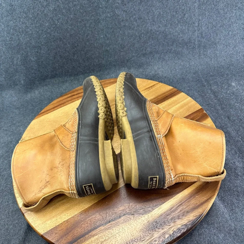 LL Bean Lounger Boots Mens 8 M Tan Brown Buckle Strap Duck Boots Made in Maine